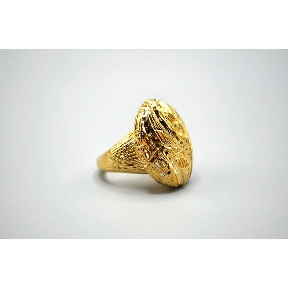 Filigree Nest Lattice Oval Statement Ring Bronzoro Italy Gold over Bronze Size 8 - Picture 1 of 9